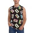 thumbnail image 3 of Uemuo Colorful Retro Tape Pattern Men's Sleeveless T-Shirt,Muscle Athletic Tank Top, Moisture-wicking Quick-dry Breathable Classic Tee Top for Gym Run Outdoor Sports-3X-Large, 3 of 8