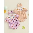 thumbnail image 3 of BemeyourBBs Baby Girl Halloween Outfits Embroidery Smocked Romper + Headband, 3 of 9