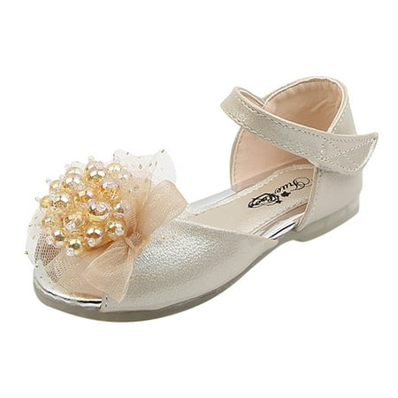 

Cptfadh Slippers For Women Shoes Toddler Infant Kids Baby Girls Peep Toe Pearl Princess Shoes Leather Sandals