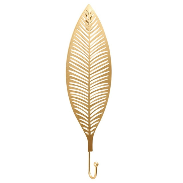 Wall Storage Hook Leaf Shape Hanging Hook Iron Hanger for Home Decoration Green Leaf Gold