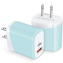 USB C Block Charger,2PCS ABCPOW 20W PD Type C Charger Block QC3.0 Dual USB Wall Charger Adapter Plug USB C Brick Power Delivery Fast Charge Quick Charging Charger Block,Light Blue