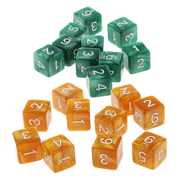 Dados de seis caras D6 de 20 piezas para jugar al juego de rol de fiesta Café y Verde