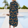 thumbnail image 3 of Marigolds and forget me nots on midnight blue Long Sleeved Shirt Dress long sleeve dresses summer dress woman trendy, 3 of 7