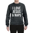 thumbnail image 2 of Wild Bobby, I Love Jesus & Naps Inspirational/Christian Unisex Crewneck Graphic Sweatshirt, Heather Black, Large, 2 of 6