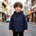 thumbnail image 2 of mgoYE Toddler Boys Windbreaker Casual Outerwear Kids Lightweight Zip Hooded Jacket Baby Cute Coat(Navy,140), 2 of 7