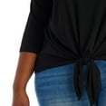 thumbnail image 4 of Karen Kane Women's Plus Tie Front 3/4 Dolman Sleeve Boatneck Blouse Top-Black / 0X, 4 of 5