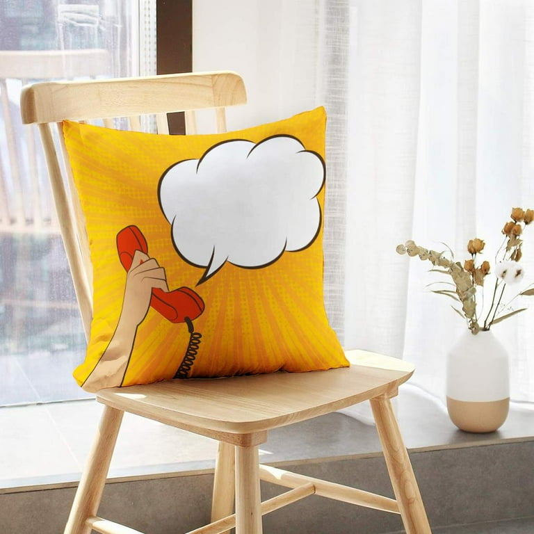 LALILO Throw Pillow Covers With Telephone Comic Book Retro Retro Cushion Cover 18 x 18