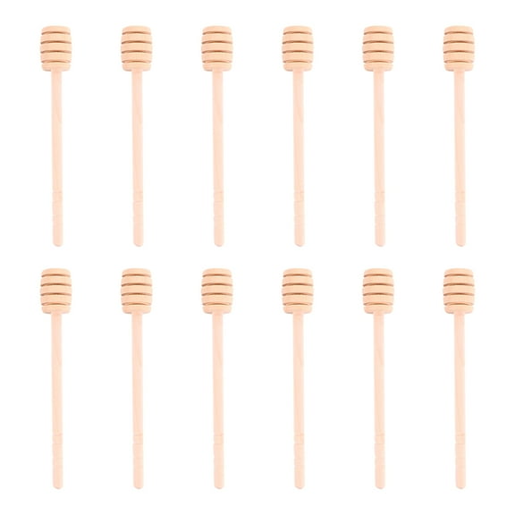 HEANUJJ 12Pcs Wood Honey Stirring Stick Honey Dipper Spoon Rod Portable for Kitchen