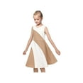 thumbnail image 4 of Girls Dress Brown Color Block Contrast Sleeveless School Casual Elegant 6 Years, 4 of 7