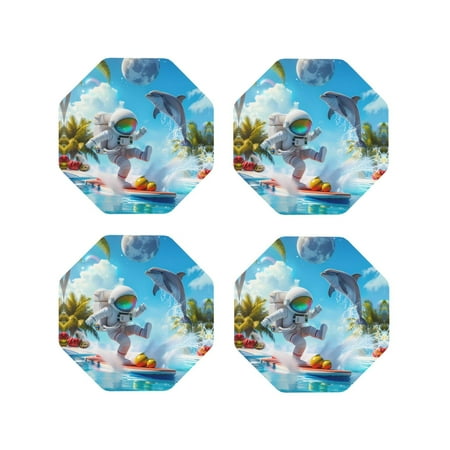 

Leather Coasters with Heat-resistant for Drinks Astronaut Tropical Dolphin -标题2 Octagon