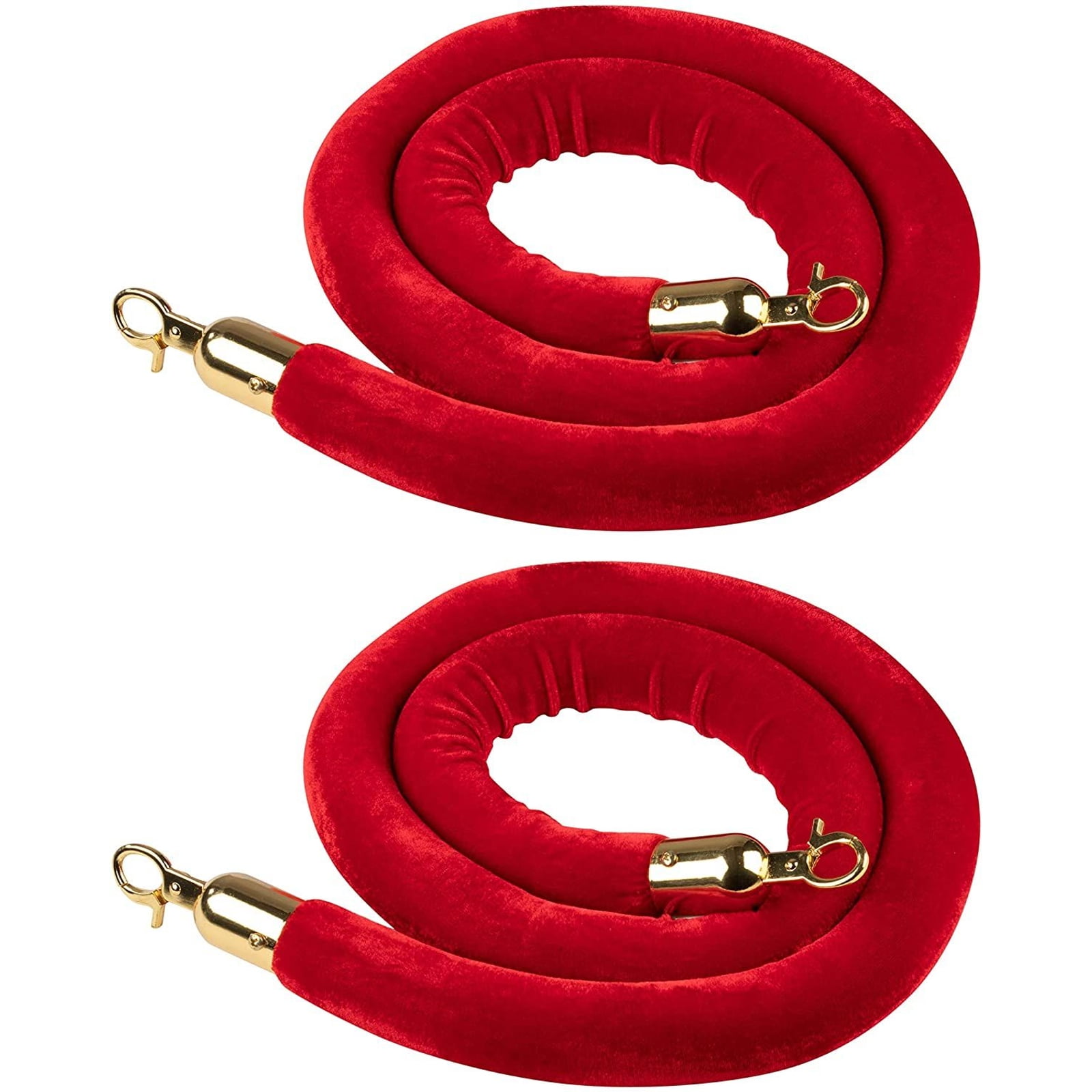2x Stanchion W/Red Velvet Rope Modern Star Foodservice Chrome Plated Hook New 