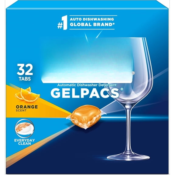 Gelpacs Dishwasher Detergent, Orange Scent, 32 Count