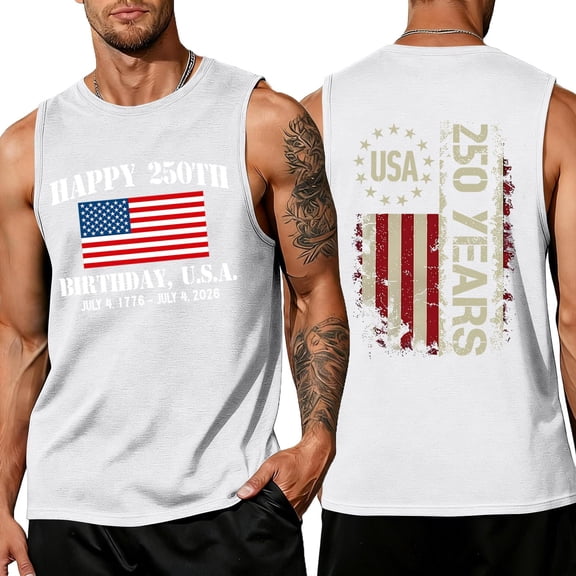 Men's 250th America Anniversary Independence 250 Years of Freedom Muscle Tank Tops Sleeveless Graphic T-Shirt