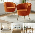 thumbnail image 5 of Tina's Home Seashell Upholstery Barrel Chairs Set of 2 Velvet Lounge Armchairs Gold Legs Home Living Room Bedroom, 5 of 9