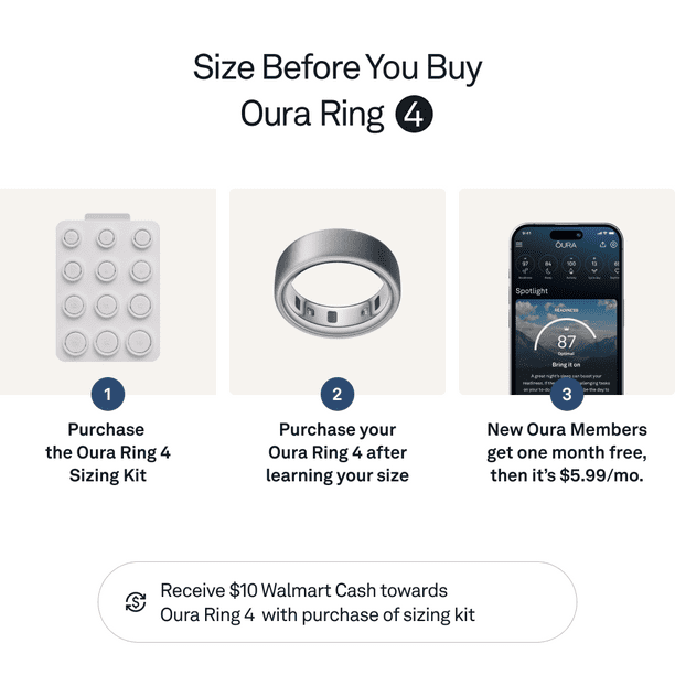 Oura Ring 4, Brushed Silver, Size 8, Smart Wearable, Sleep
