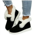 thumbnail image 1 of CEHVOM Women's Plush Flats Shoes Solid Color Round Toe Casual Plus Velvet Students Shoes, 1 of 7