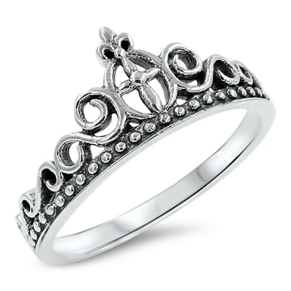 Tiara Crown Cross Wave Swirl Loop Knot Ring .925 Sterling Silver Band Jewelry Female Male Size 7