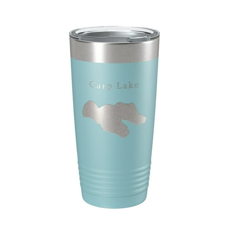 

Carp Lake Map Tumbler Travel Mug Insulated Laser Engraved Coffee Cup Michigan 20 oz Light Blue