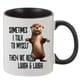 thumbnail image 1 of Taza de café divertida de cerámica con texto «Sometimes I Talk to Myself» (350 ml), 1 of 2