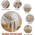 thumbnail image 2 of Nvzi Table Cloth Tassel Cotton Linen Table Cover for Kitchen Dinning Wrinkle Free Table Cloths (Coffee, 60in Round), 2 of 4
