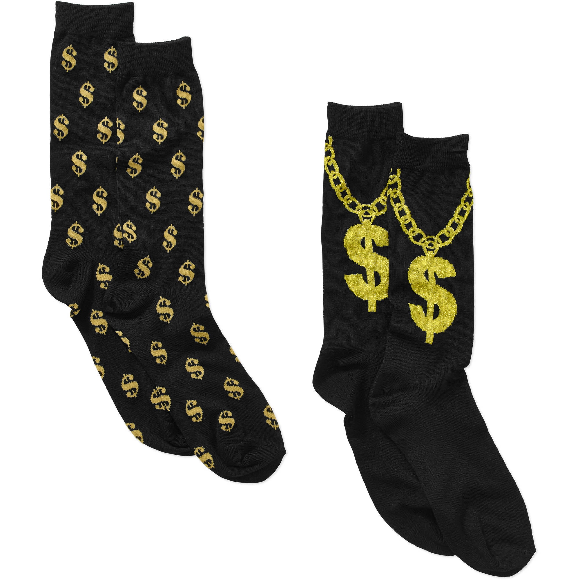 Dollar Sign Print Men's Novelty Socks, 2 Pack