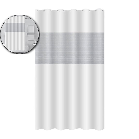 Spliced Shower Curtain – Waterproof, No-Punch Thickened Bathroom Curtain with Hooks, 70.87"x70.87", Light-Permeable Panel for Privacy & Easy Maintenance