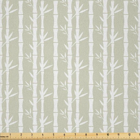 Ambesonne Tropical Fabric by the Yard Microfiber, Tree Branches Silhouettes, 10 Yards, Eggshell White