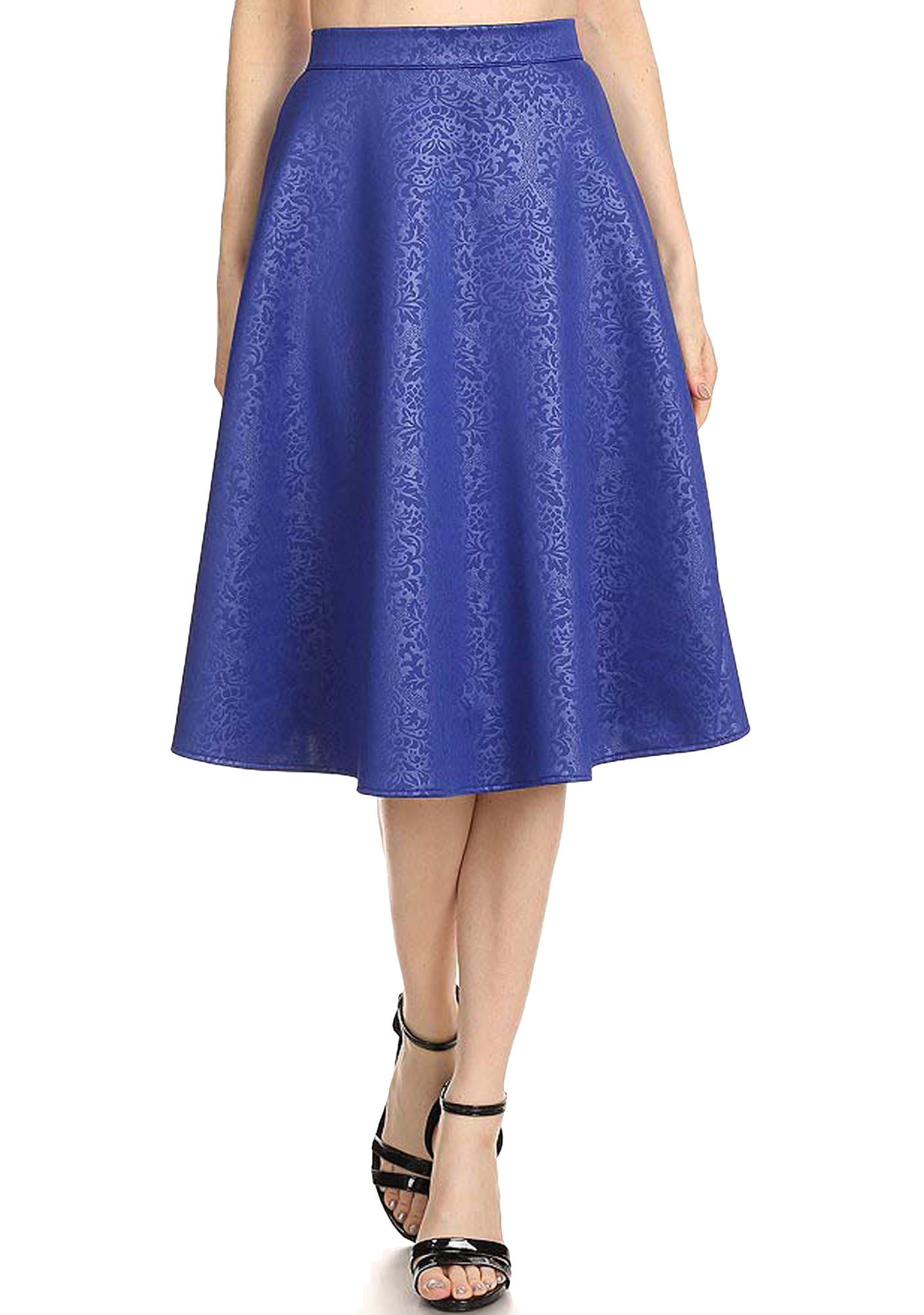 Avital Womens Full A-Line Flared Midi Skirt | Royal Blue Xsmall ...