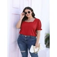 thumbnail image 5 of Womens Square Neck T Shirts Ruffle Trim Sleeve Casual Fashion Summer Tops, 5 of 5