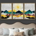 thumbnail image 3 of wall26 Framed Wall Art Print Set Shining Sun Over Green and Yellow Mountains Nature Wilderness Illustrations Modern Art Rustic Colorful Multicolor for Living Room, Bedroom, Office - 24"x36", 3 of 5