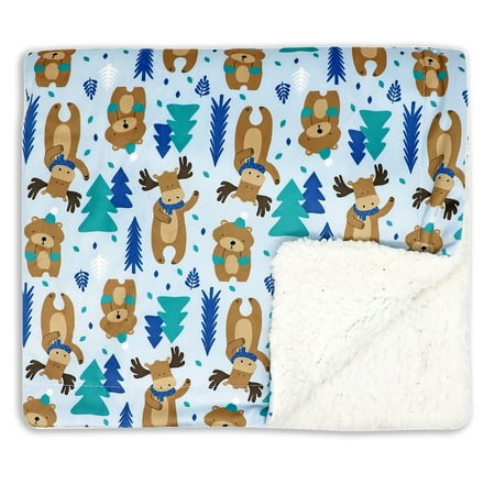 UPC: 0620281166914 | Baby Boys and Girls Moose Bear Minky Sherpa Blanket
