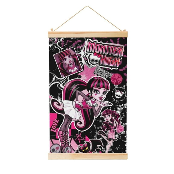 Wall Hanging Poster Monster High Canvas Artwork With Wooden Frame Scroll Painting 12"x18"