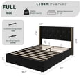 thumbnail image 3 of EDTara Hydraulic Storage Bed Frame, Velvet Platform With Gold-Trimmed Wingback Diamond Tufted Headboard, No Box Spring Needed, 3 of 9