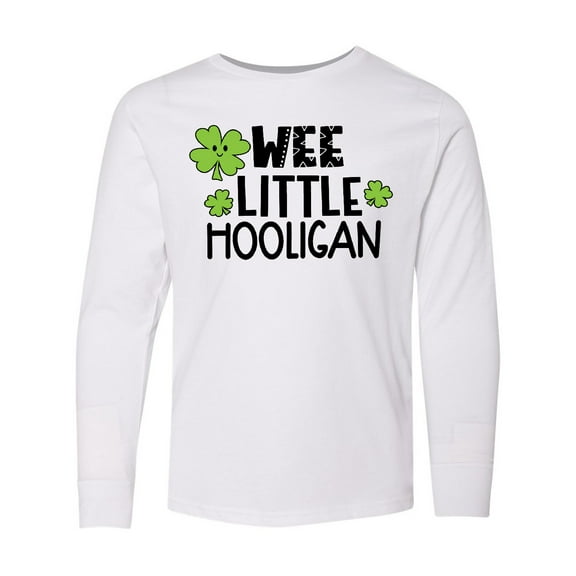 Inktastic St. Patrick's Day Wee Little Hooligan with Clovers Long Sleeve Youth T-Shirt