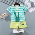 thumbnail image 2 of NOLDARES Toddler Boy Outfit Print Short Sleeve T-shirt Shorts Clothing Set Baby Boy Clothes(Light Green,12-18 Months), 2 of 4
