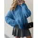 thumbnail image 4 of Suéter PRETTYGARDEN Oversized de Punto Trenzado Azul XL, 4 of 6