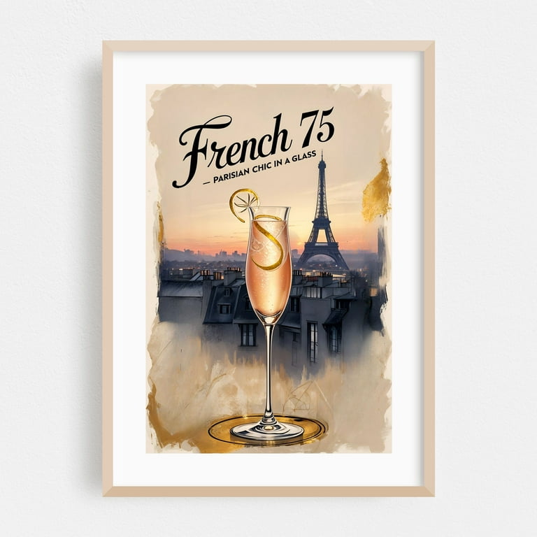 Retro French 75 Drink Art: Timeless French Sophistication - Paris