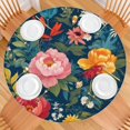 thumbnail image 2 of Pioneer Flower Floral Print Pattern Round Fitted Tablecloth with Elastic Edge,Dining Table Cover Waterproof,Outdoor Round Tablecloth for Camping,Dining,Indoor and Outdoor, 2 of 7
