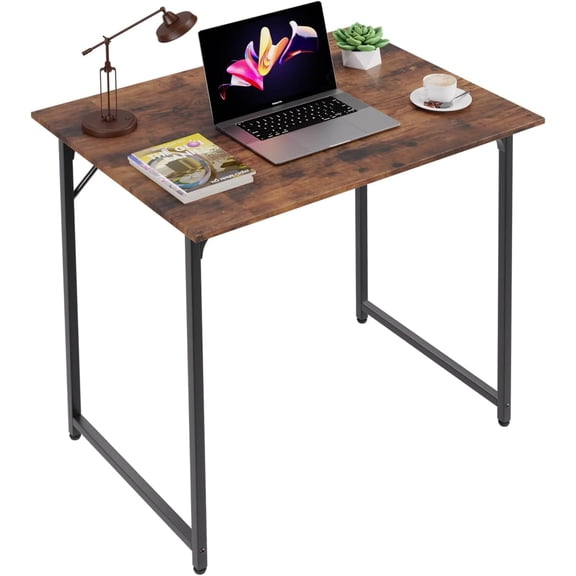 32 inch Computer Desk, Study Writing Table for Small Space, Save Space Office Desk with Metal Legs, Modern Steel Frame Wood PC Workstation for Home Office, Vintage