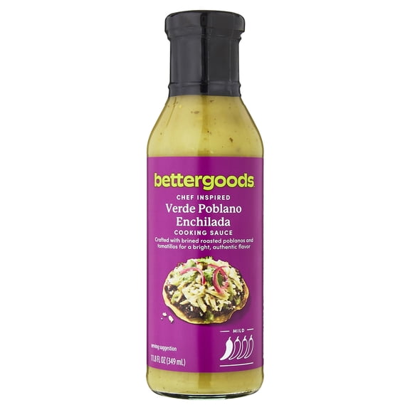 bettergoods Verde Poblano Enchilada Cooking Sauce, 11.8 fl oz Bottle