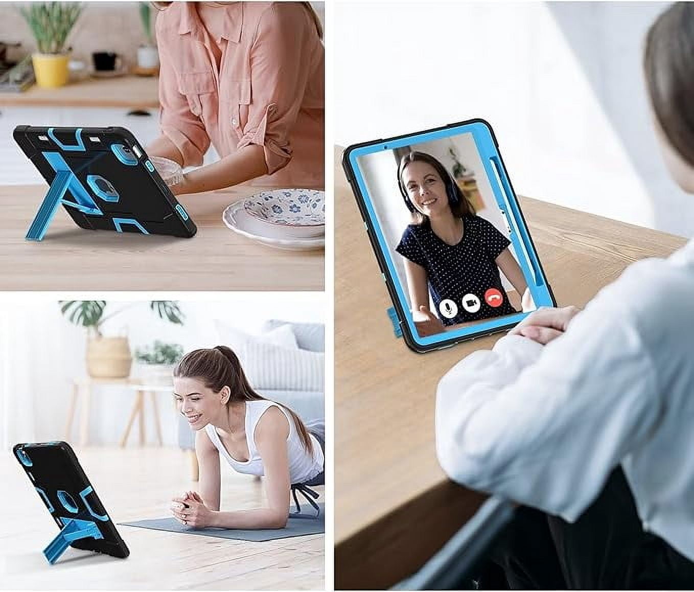 SOATUTO Case for iPad Air 13 Inch M3 M2 (2025/2024) Release, [Built-in Pencil Holder] Heavy Duty Shockproof Rugged High Impact Protective Case (Black/Blue)