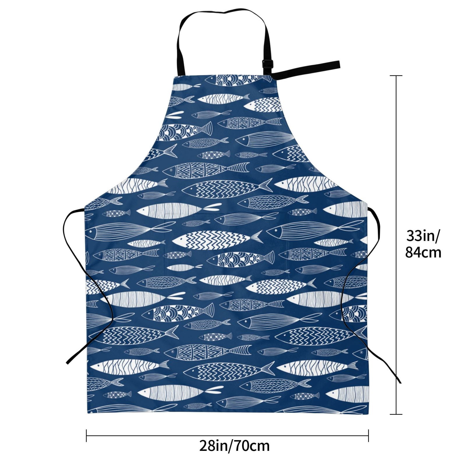Kdxio Ornamental Fish Apron with Pockets Adjustable Kitchen Aprons for Men Women Waterproof Aprons for Cooking,Drawing,Crafting, Baking Household Cleaning