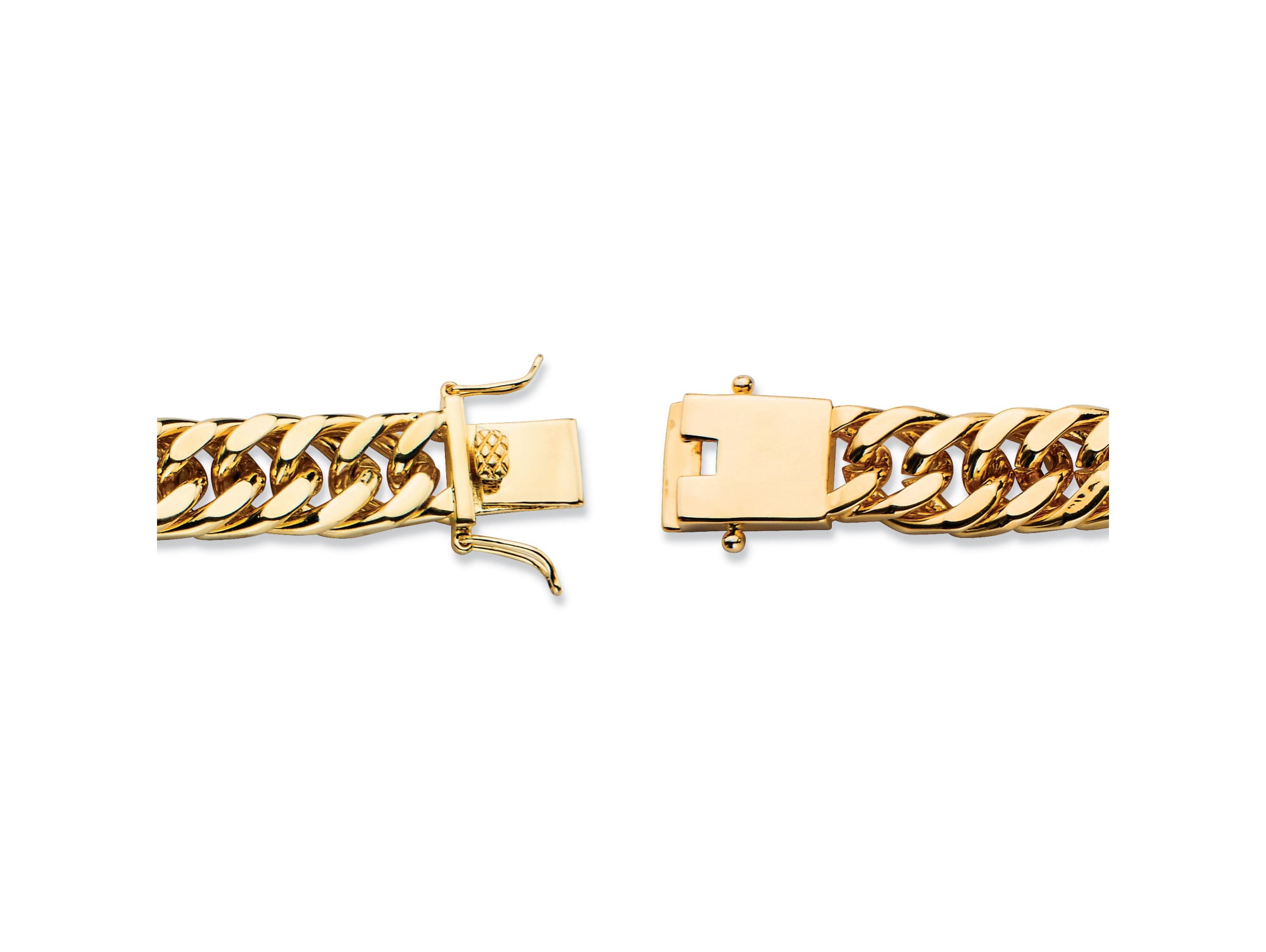 PalmBeach Jewelry Men's Genuine Black Onyx and Diamond Accent Curb-Link Bracelet Gold-Plated 8"