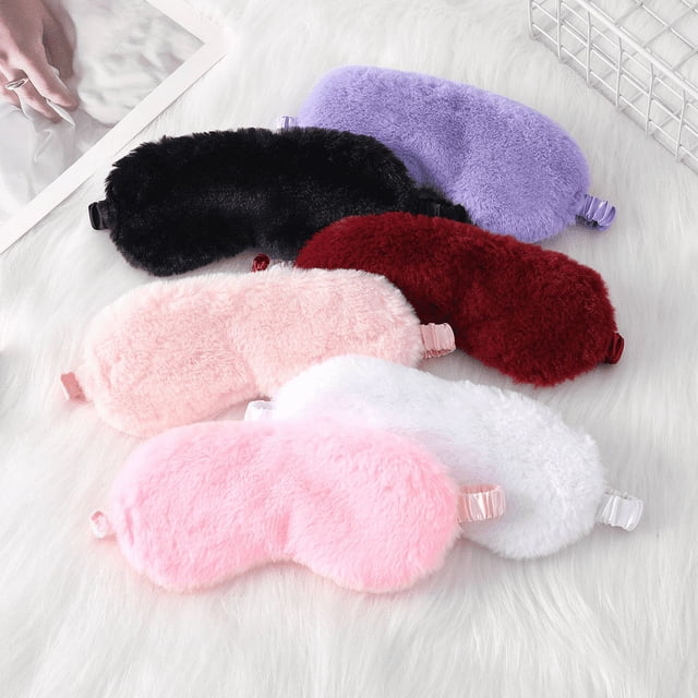 Máscara de ojos para dormir con sombreado de pelo de conejo pequeño, máscara de ojos de felpa, transpirable, agradable para la piel, protección ocular de seda agradable para la piel en otoño e
