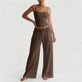 thumbnail image 2 of Women's 2 Piece Matching Lounge Sets Camisole Crop Tops Wide Leg Pants 2026 Summer Airport Outfits, 2 of 9