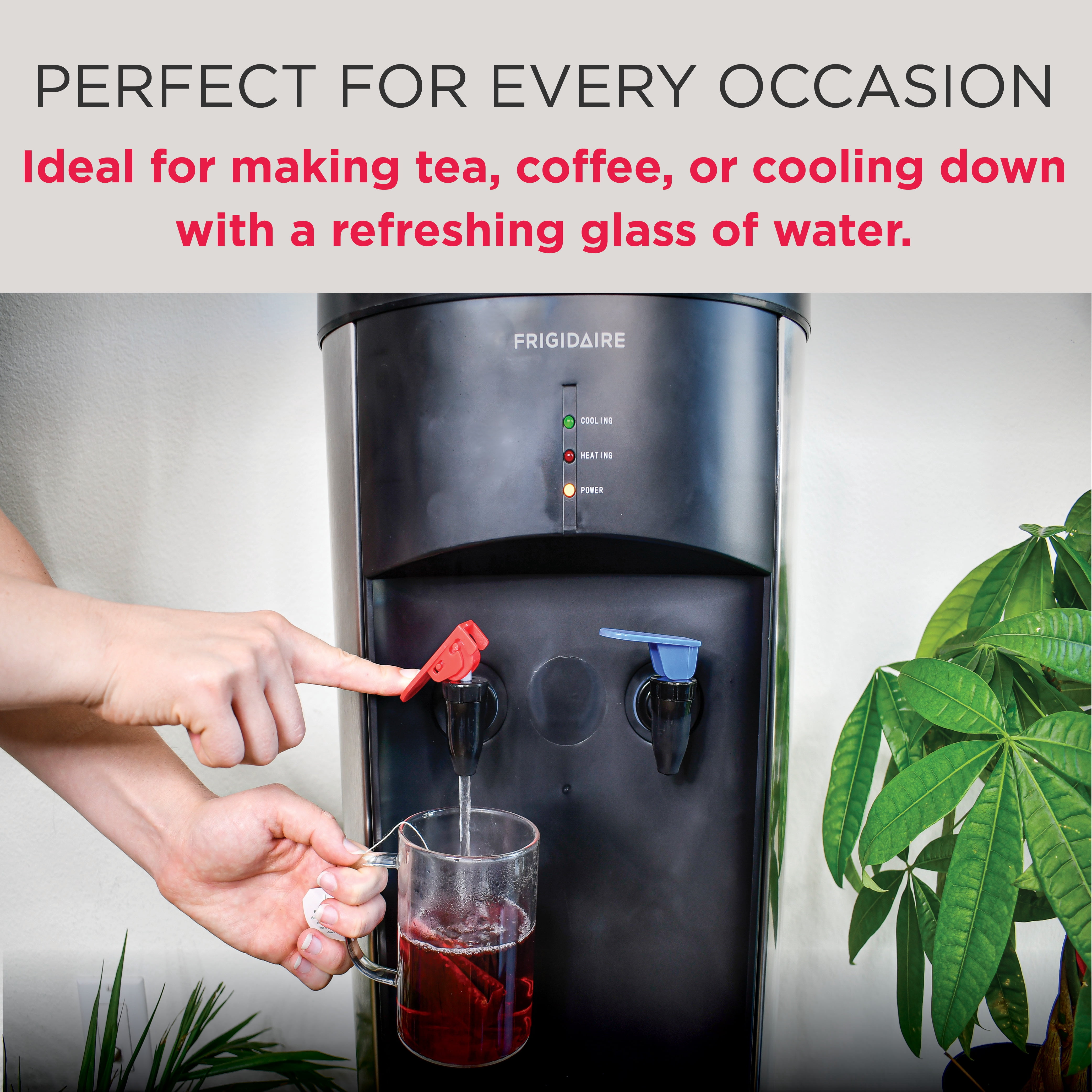 Frigidaire Top Load Hot & Cold Water Cooler Dispenser, Fits 3 and 5 Gallon Bottles, Stainless Steel