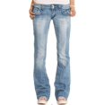 thumbnail image 1 of Women's Fringe Washed Bootleg Jeans Ripped Flare Low Rise Fitted Denim Pants Classic Stretch Curvy Bootcut Jeans, 1 of 6