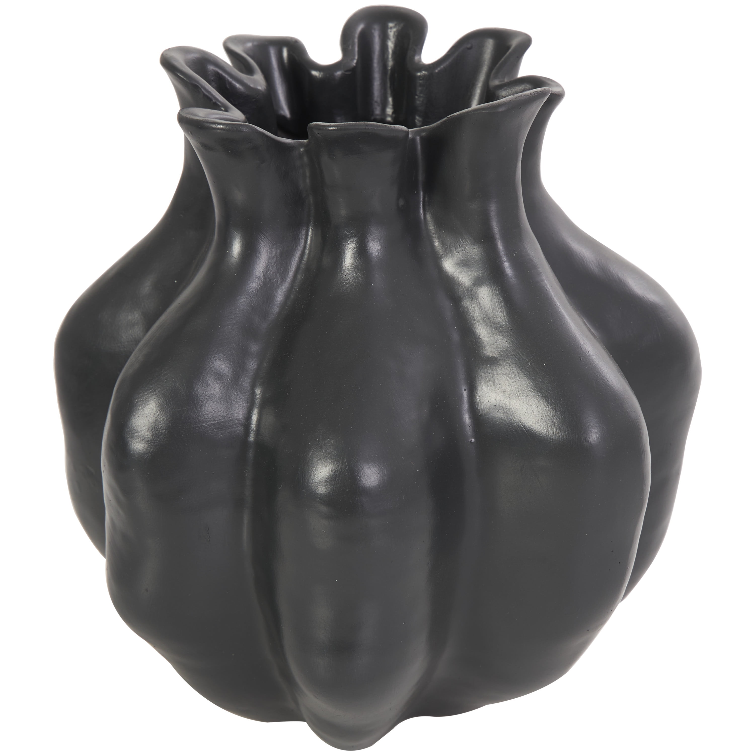 DecMode 10", 8"H Abstract Tulip Shaped Black Resin Vase, Set of 2