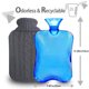 thumbnail image 1 of Botella de agua caliente de goma con tapa tejida, bolsa de agua caliente transparente de 2 litros, azul Ormromra FLD-2627, 1 of 6