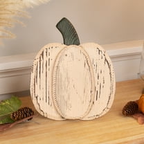 Northlight Small Wooden Fall Harvest Pumpkin with Stem - 10.5"